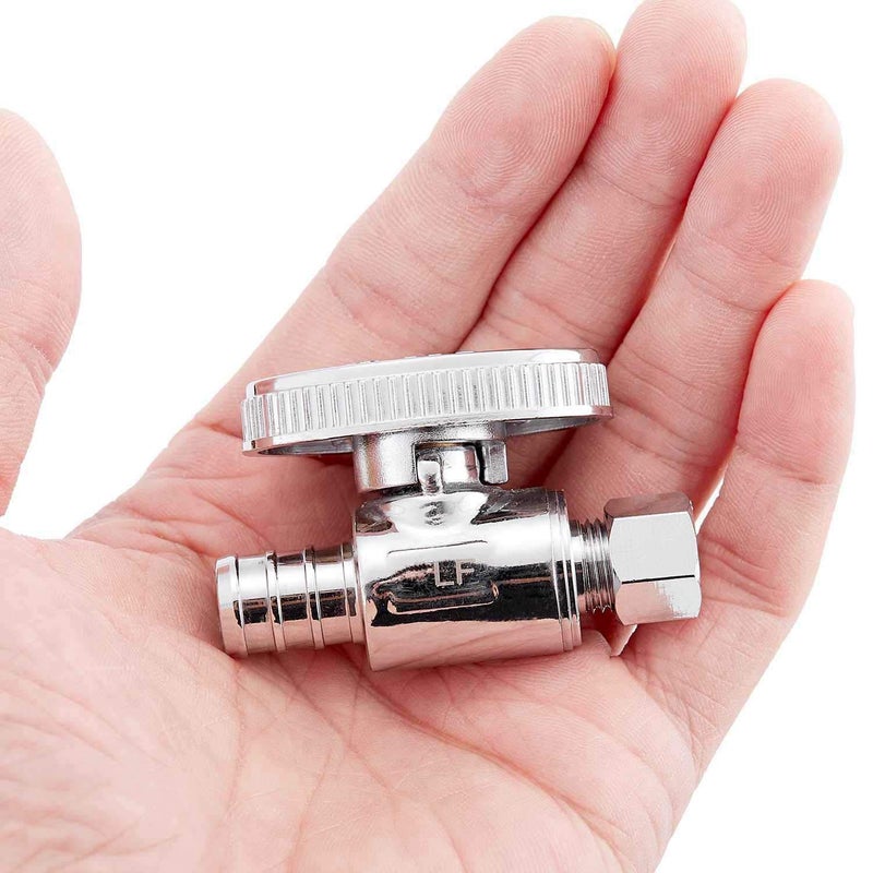 Litorange 2 Pack Premium Lead-Free Brass 1/2 Inch Pex x 3/8 Inch OD Compression Quarter Turn Straight Angle Stop Valve with 2 PCS PEX Clamp Ring - Image 5